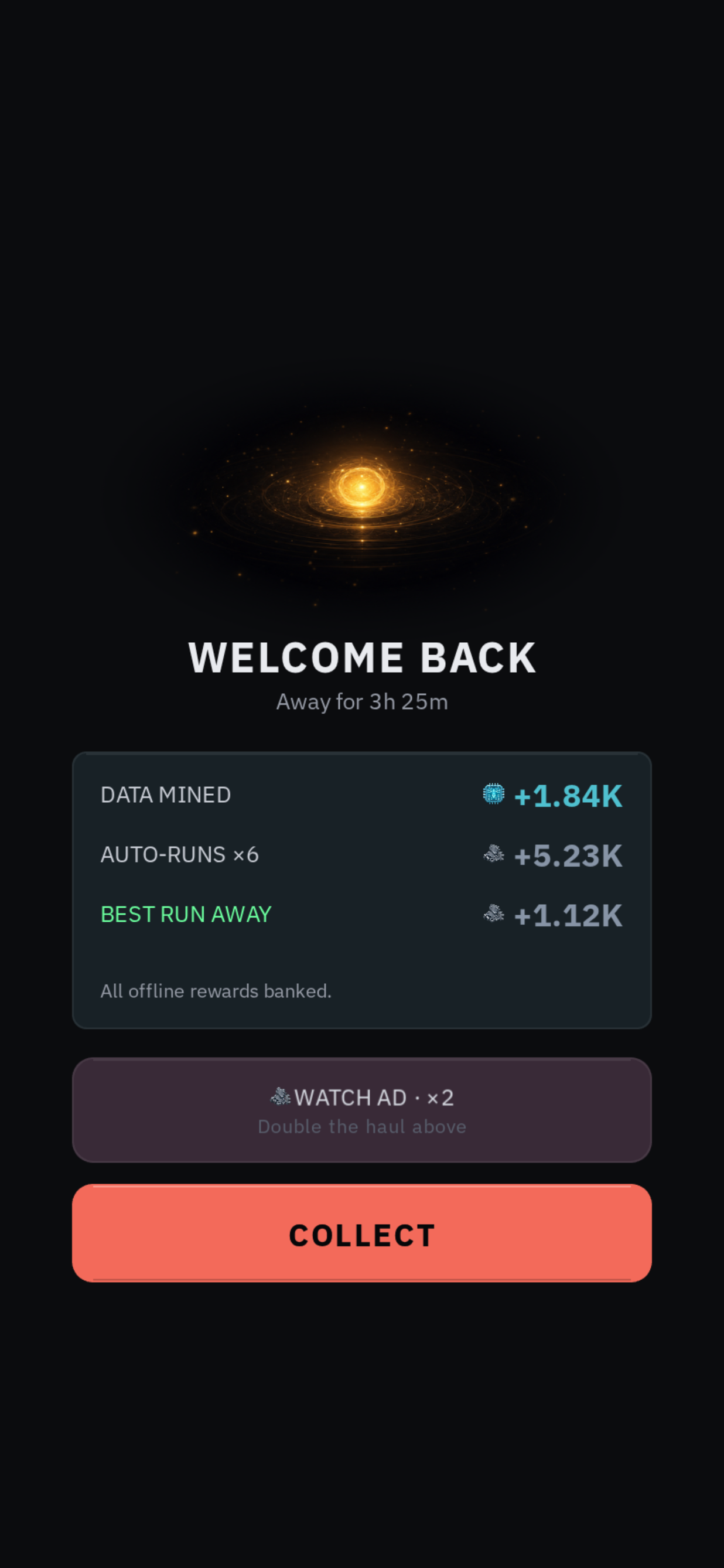 Offline progress payout